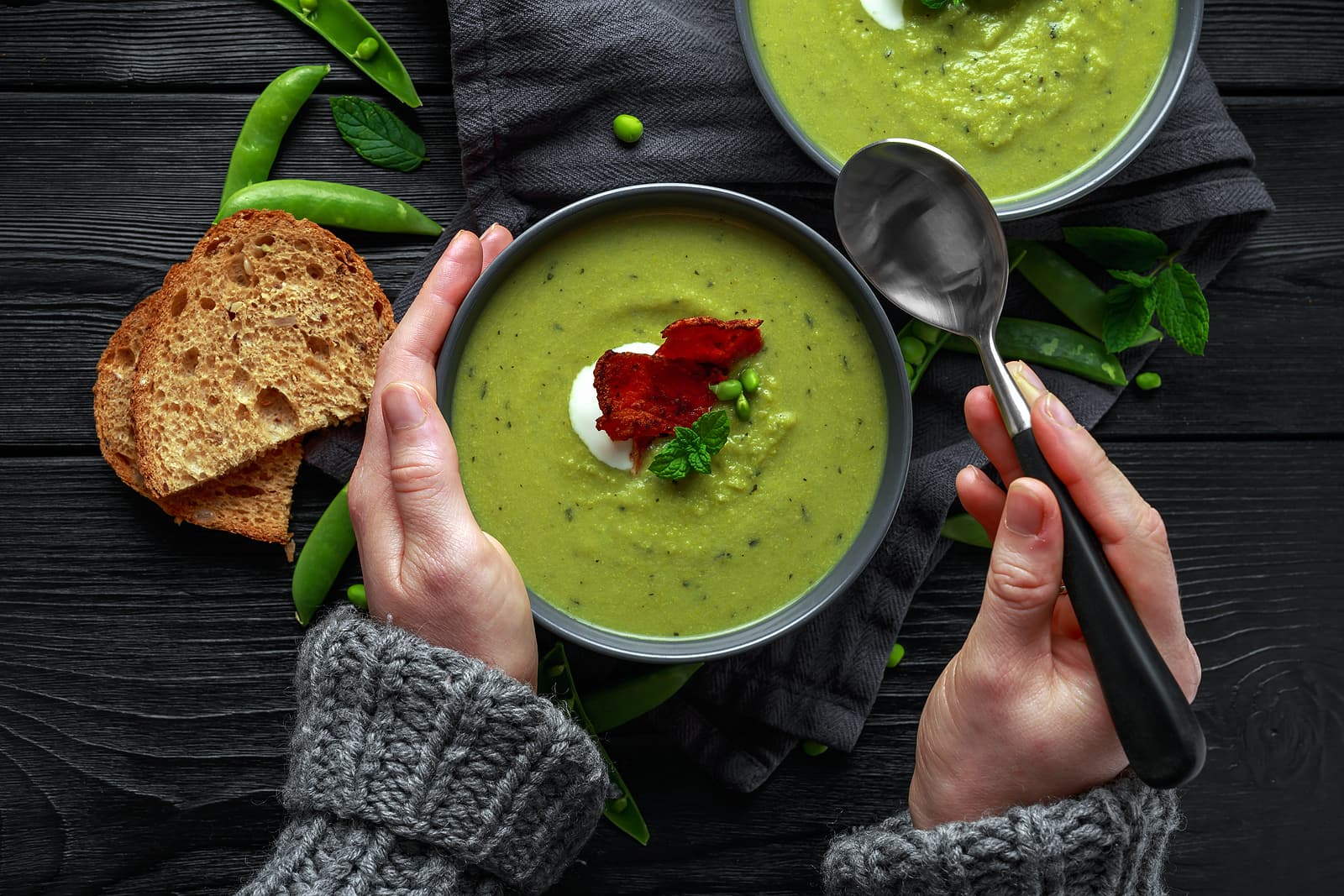 weight loss shakes - Sweet pea, leek and mint hot soup